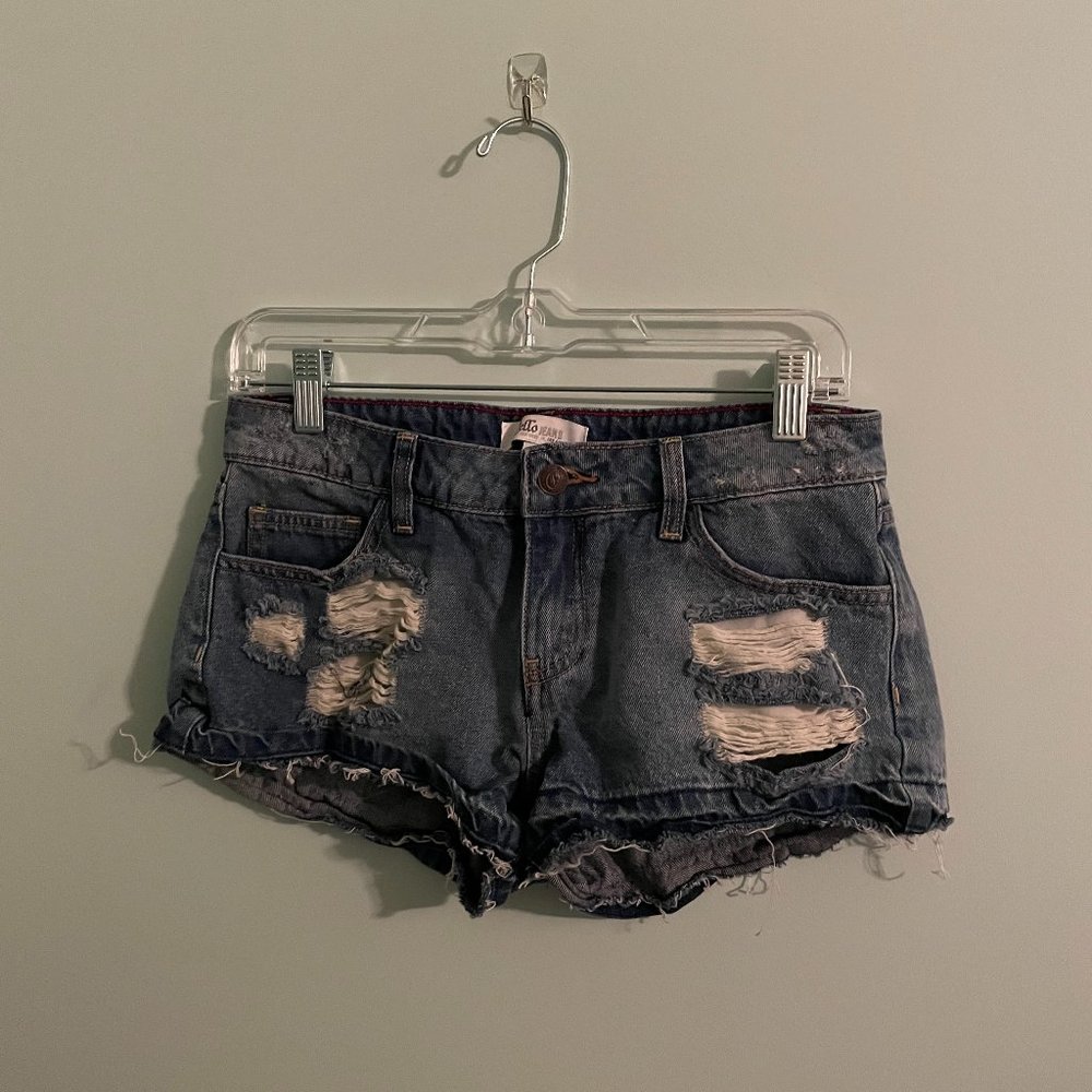 Ripped Dark Jean Shorts